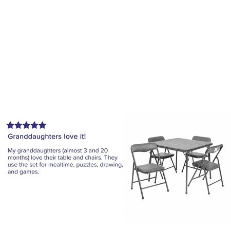 Flash Furniture Kids Gray 5 Piece Folding Table and Chair Set JB-9-KID-GY-GG